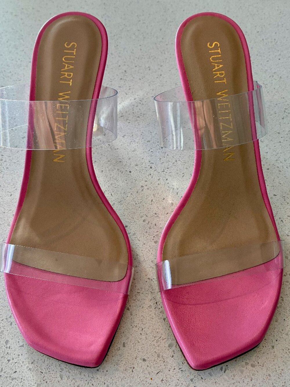 Stuart Weitzman Krystal Clear Mules - India Pink